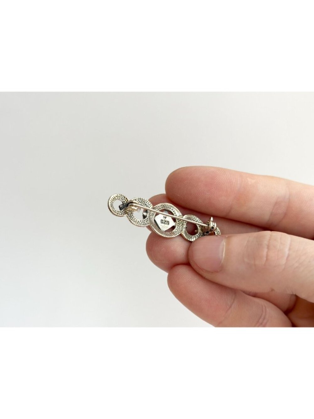 Art Deco Abstract Marcasite Accented Sterling Silver Vintage 925 Brooch | Pin - Picture 9 of 10